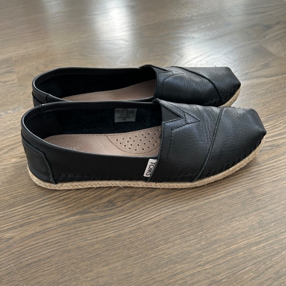 Toms Leather Alpargata Espadrille Black Size 7.5 - Picture 5 of 7